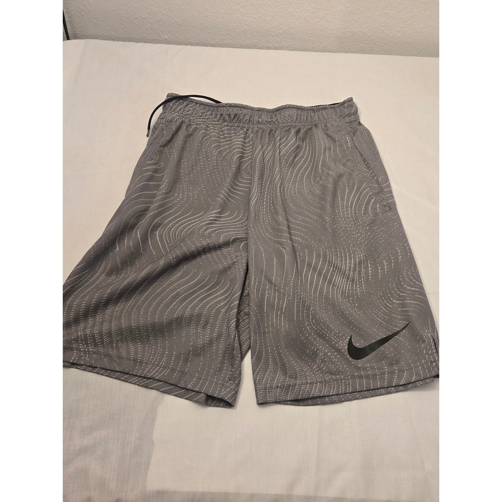 Nike Dri-FIT Men's Medium Shorts Grey Black Abstract Wave Topographic Print